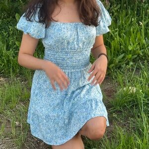 Altar'd State Blue Puff Sleeve Sundress